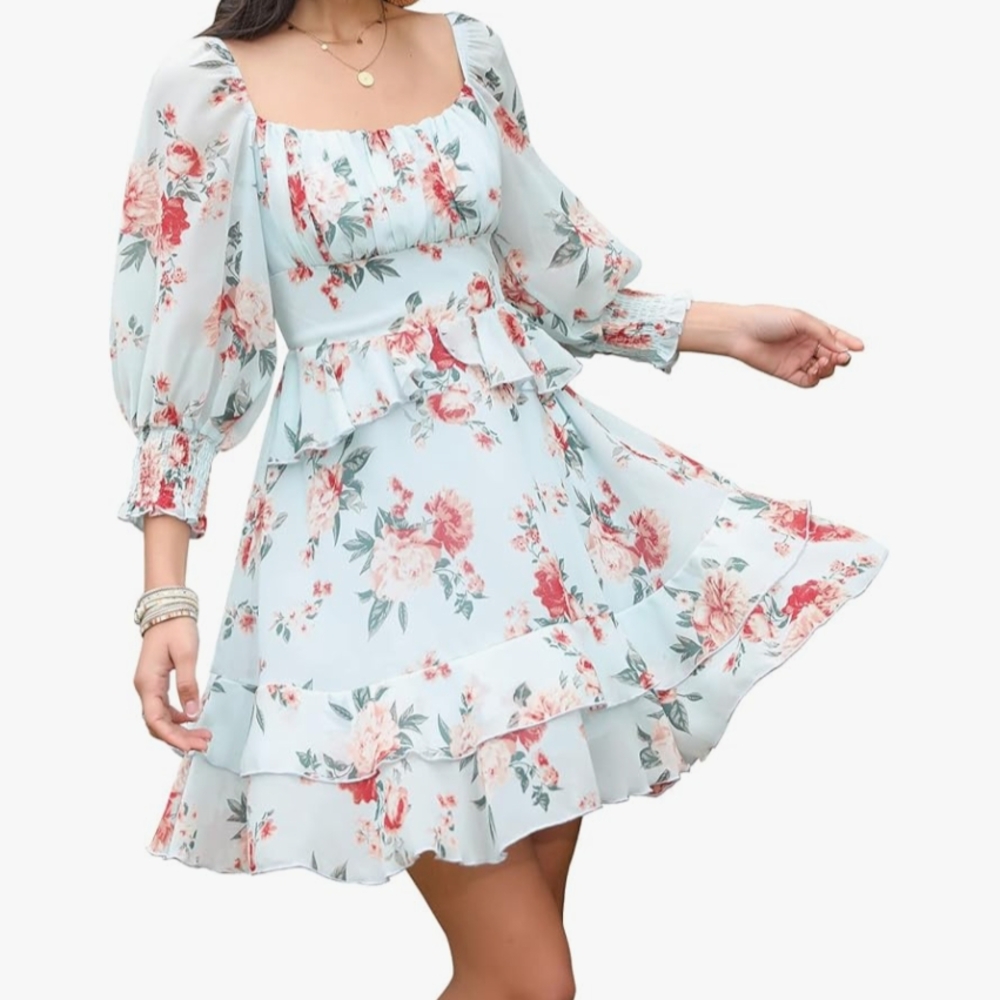 Floral Blue Dress